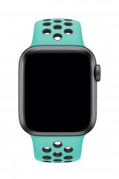 Apple Watch Uyumlu 42 mm Spor Delikli Kordon Silikon Kayış Su Yeşili - 3