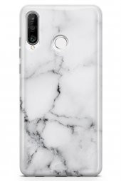 Huawei P30 Lite Kılıf Marble Mermer Serisi Beyaz - 2