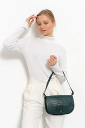 Kroko Desen Kapaklı Baguette Bag - 4