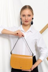 Kroko Desen Kapaklı Baguette Bag - 12
