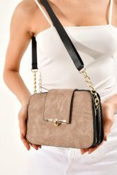 Süet Toka Kilit Detay Omuz Çantası - 5