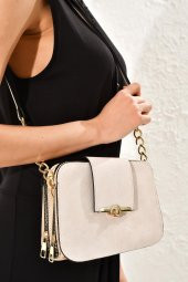 Süet Toka Kilit Detay Omuz Çantası - 9