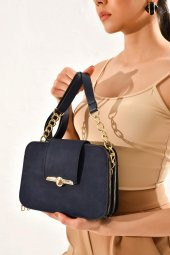 Süet Toka Kilit Detay Omuz Çantası - 10