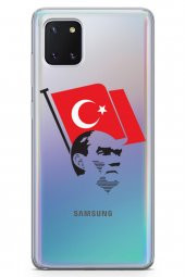 Samsung Galaxy A81 Kılıf Şeffaf Atatürk Serisi Al Bayrak - 2
