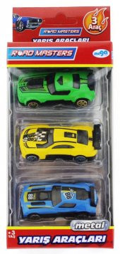 Die Cast Metal 3lü Yarış Arabaları Yeşil Araçlı - 1