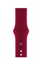 Apple Watch Uyumlu 42 mm Kordon Silikon Kayış Vişne - 1