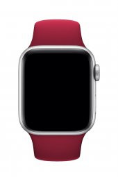 Apple Watch Uyumlu 42 mm Kordon Silikon Kayış Vişne - 2