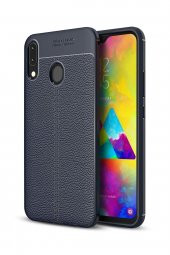 Samsung Galaxy M20 Kılıf Carbon Deri Görünümlü Lacivert - 1