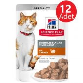 Hills Sterilised Hindili Kısır Kedi Pouch Mama 12 Adet - 1