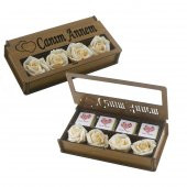 Çiçekli Ahşap Kutuda Canım Annem 12 Adet Çikolata - 1