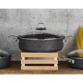 Falez Black Line Granit Döküm 28 cm Kısa Karnıyarık Tencere - 1