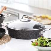 Falez Black Line Granit Döküm 26 cm Kısa Karnıyarık Tencere Siyah - 1