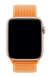 Apple Watch Uyumlu 40 mm Spor Loop Kordon Kumaş Kayış Açık Turuncu thumbnail 2