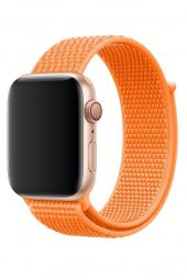 Apple Watch Uyumlu 40 mm Spor Loop Kordon Kumaş Kayış Açık Turuncu thumbnail 3