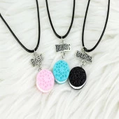 Renkli Makaron Best Friends BFF 3lü Suni Deri İpli Kolye - 1