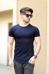 Cool&Wear 12103 Basic Oval Etek Lacivert T-Shirt - 1