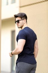 Cool&Wear 12103 Basic Oval Etek Lacivert T-Shirt - 3
