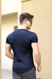 Cool&Wear 12103 Basic Oval Etek Lacivert T-Shirt - 5