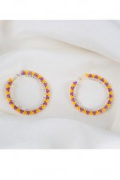 Zariass Miyuki Küpe Etnik Pembe Sarı - 1