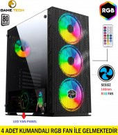 GAMETECH GALAXY MESH RGB Kumandalı 140mm Fanlı Pro Gaming Oyuncu Bilgisayar Kasası - 1