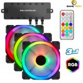 GAMETECH 3in1 Kumandalı RGB Fan Set 3lü Set Kit 3x120mm Kasa Fanı - 1