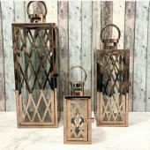 Birinci Sınıf Ferforje Bakır Renk Metal 3lü Fener Mumluk - 1