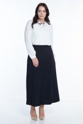 KADIN BÜYÜK BEDEN PİLİKAŞE ETEK ,SORALLİNE,776,LACİVERTSORALLİNE KADIN BÜYÜK BEDEN PİLELİ ETEK 776 LACİVERT - 2