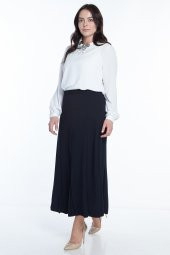 KADIN BÜYÜK BEDEN PİLİKAŞE ETEK ,SORALLİNE,776,LACİVERTSORALLİNE KADIN BÜYÜK BEDEN PİLELİ ETEK 776 LACİVERT - 3