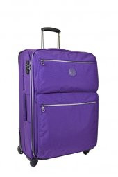 Büyük Boy Mçs Krinkıl Kumaş Valiz Mor V111 - 1