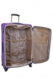 Büyük Boy Mçs Krinkıl Kumaş Valiz Mor V111 - 5