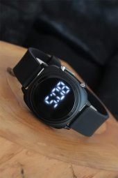 Siyah Metal Kasa Siyah Silikon Kordonlu Dijital Led Erkek Kol Saati - 1