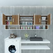 Zkenzlife banyo dolabı darya cvz 060*180*22 hazır mutfak ofis kitaplık kapaklı raflı arkalıklı - 1