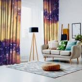 Baskılı Fon Perde Işıltılı Mavi Fırça Darbe Deseni - 2