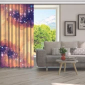 Baskılı Fon Perde Işıltılı Mavi Fırça Darbe Deseni - 5