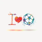 Baskılı Fon Perde Futbol Sevgisi Top Kalp Desenli Mor Kırmızı - 6