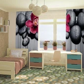 Baskılı Fon Perde Spa Taşı Kırmız Orkide - 4