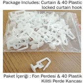 Baskılı Fon Perde Beyaz Zeminli Çeşitli Tropik Yaprak Desenli - 8