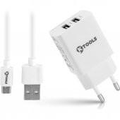 Ktools MICRO Çift USB Şarj Cihazı 2.4A Hızlı Şarj Adaptör Kablo - 1