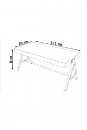 Dekoratif Ahşap Orta Sehpa Metal Sehpa Beyaz - 4