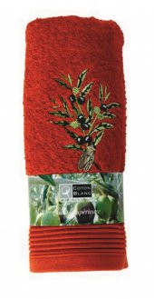 MISS GAYA Nakışlı Havlu Zeytın Işlemelı 50X100 Cm Kırmızı - 1