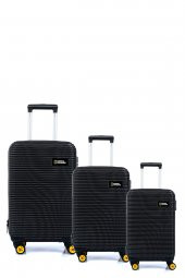 National Geographic Abs 3lü Valiz Seti Siyah - 1