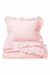 Vintage Fırfırlı Bebek Nevresim Takımı - Pembe - 1