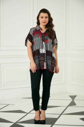 Günay Kadın Gömlek Rg6706 İlkbahar Yaz Renk Mixli-BORDO - 2