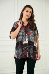 Günay Kadın Gömlek Rg6706 İlkbahar Yaz Renk Mixli-BORDO - 3