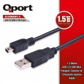 QPORT Q-USBKM1.5 1,5m 5PIN KAMERA-USB2.0 ŞARJ - 1