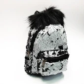 Ponpon Figürlü Siyah Beyaz Renk Çocuk Sırt Çantası - 3