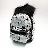 Ponpon Figürlü Siyah Beyaz Renk Çocuk Sırt Çantası - 2