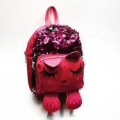 Uyuyan Kedi Figürlü Pembe Renk Çocuk Sırt Çantası - 11