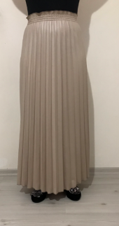 butikxxl  deri görünümlü soley pliseli beli gipe lastikli tam boy prenses etek - 3
