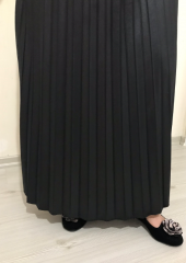 butikxxl  deri görünümlü soley pliseli beli gipe lastikli tam boy prenses etek - 7